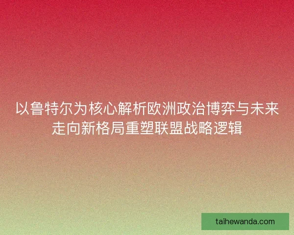 以鲁特尔为核心解析欧洲政治博弈与未来走向新格局重塑联盟战略逻辑