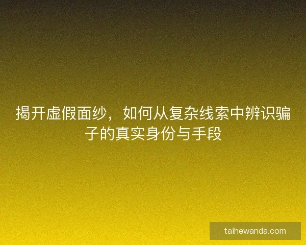 揭开虚假面纱，如何从复杂线索中辨识骗子的真实身份与手段