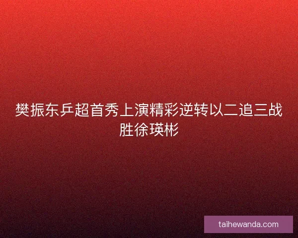 樊振东乒超首秀上演精彩逆转以二追三战胜徐瑛彬