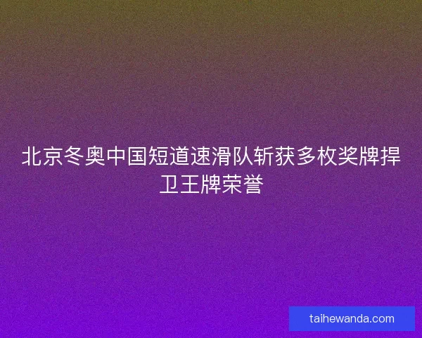 北京冬奥中国短道速滑队斩获多枚奖牌捍卫王牌荣誉