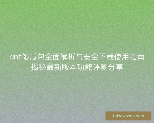 dnf傻瓜包全面解析与安全下载使用指南揭秘最新版本功能评测分享